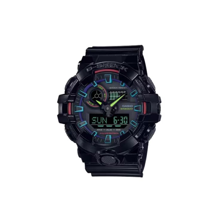 

Casio Casual Versatile Quartz Movement Watch Men Watches Black GA-700RGB-1A Black Strap