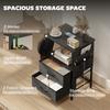 Bedside Table with Charging Station - Black