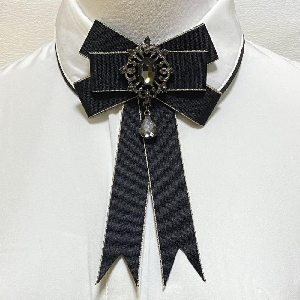 Rhinestone Bow Tie Brooch Retro Bow Tie Fashionable Neckties  Formal Occasions Style1-Black