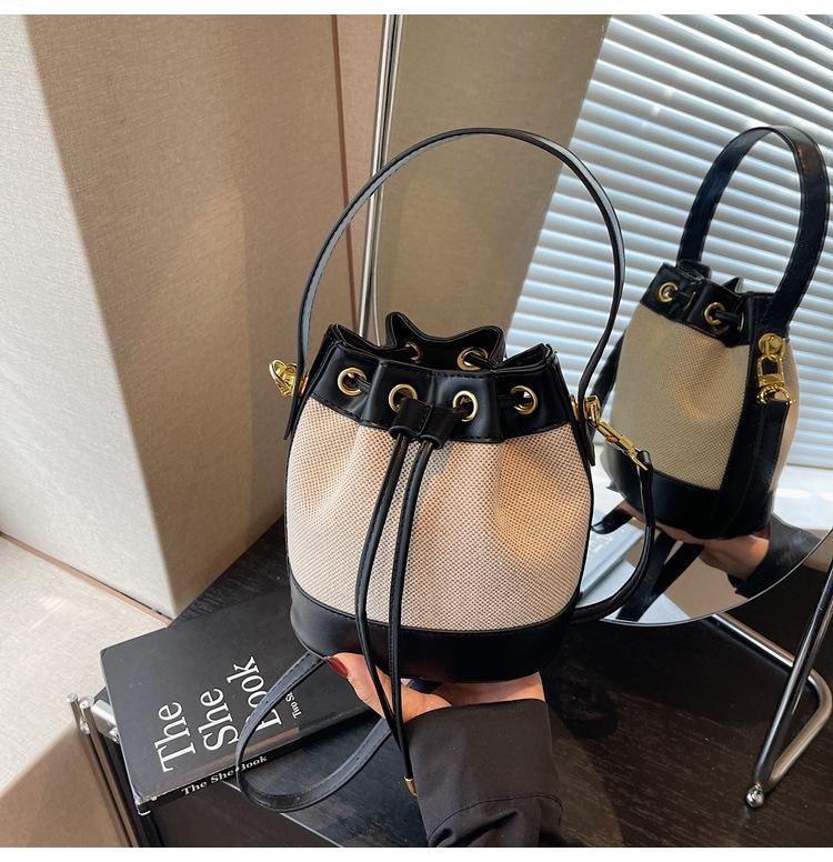Popular Bag Women's Shoulder Crossbody Women's Bag Drawstring Bundle Women's Bucket Bag Contrasting Handbag