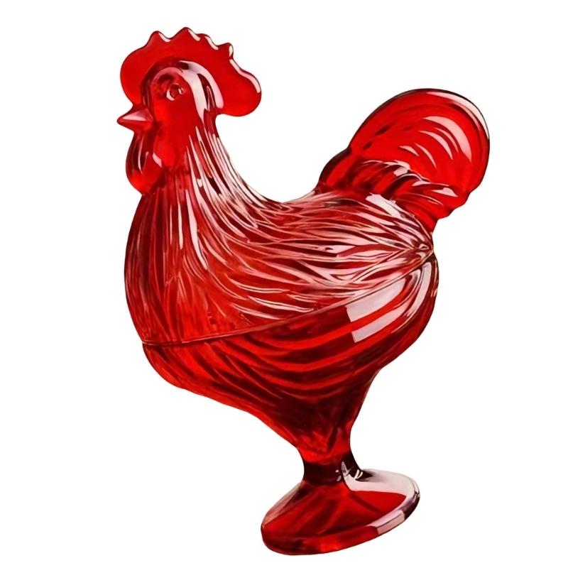 652F Glass Crystal Cocks-Shape Candy Dishes Creative Chicken Fruit Bowl with Lid Table Decoration Dessert Plate Home Decors