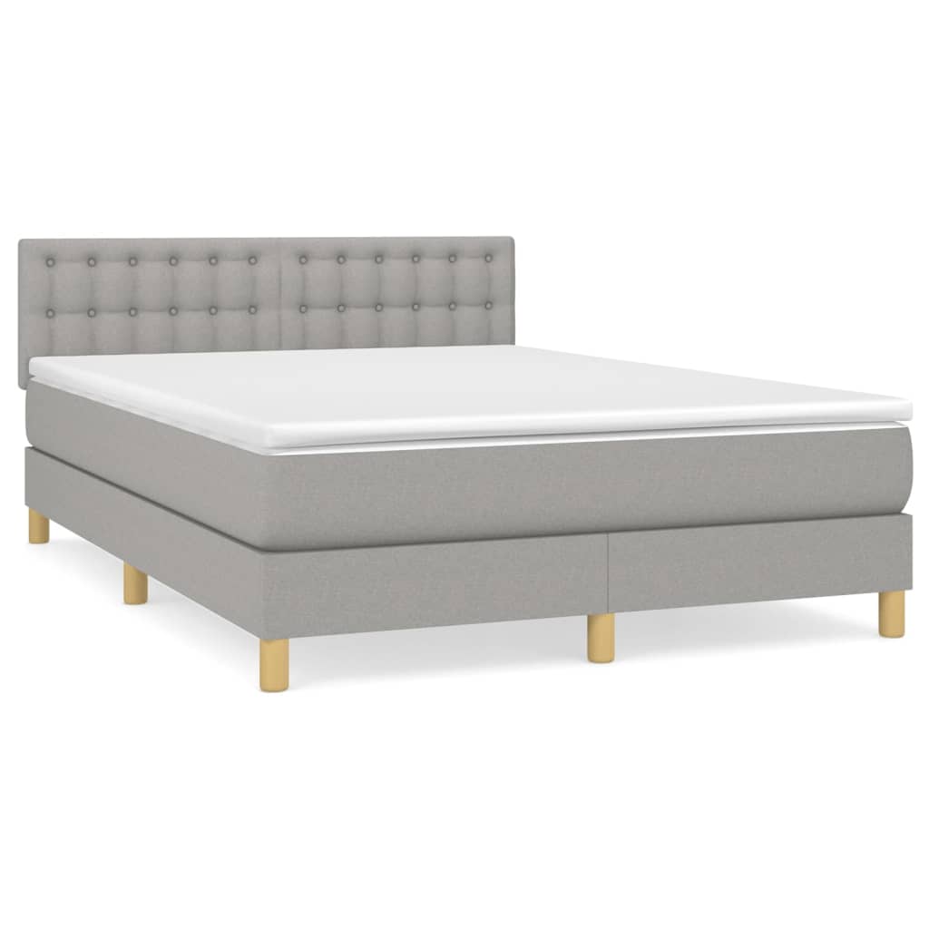 Vidaxl Letto Continentale Con Materasso, Grigio Chiaro 140X200 Cm, Tessuto