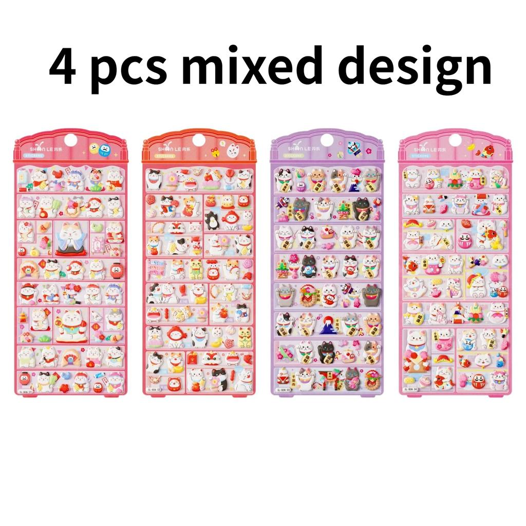 Kawaii 3D Lucky Cat Daruma Double-Layer Bubble Sticker For Scrapbooking Cute Diy Phone Case School Stationery Supply