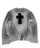 SK8ER ROCK Cross Painting Grunge T-Shirt ((Melange Gray))