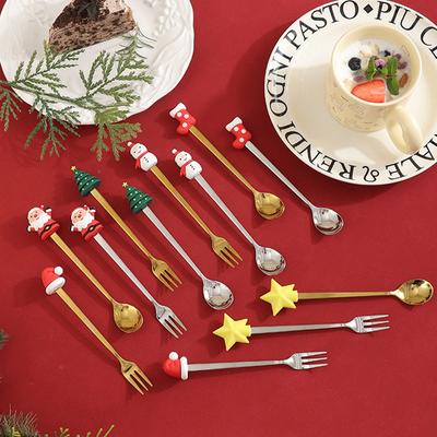 6 Stück Edelstahl Weihnachts Gabel Löffel Für Suppe Kaffee Und Gewürze Suppenlöffel Weihnachts Löffel D