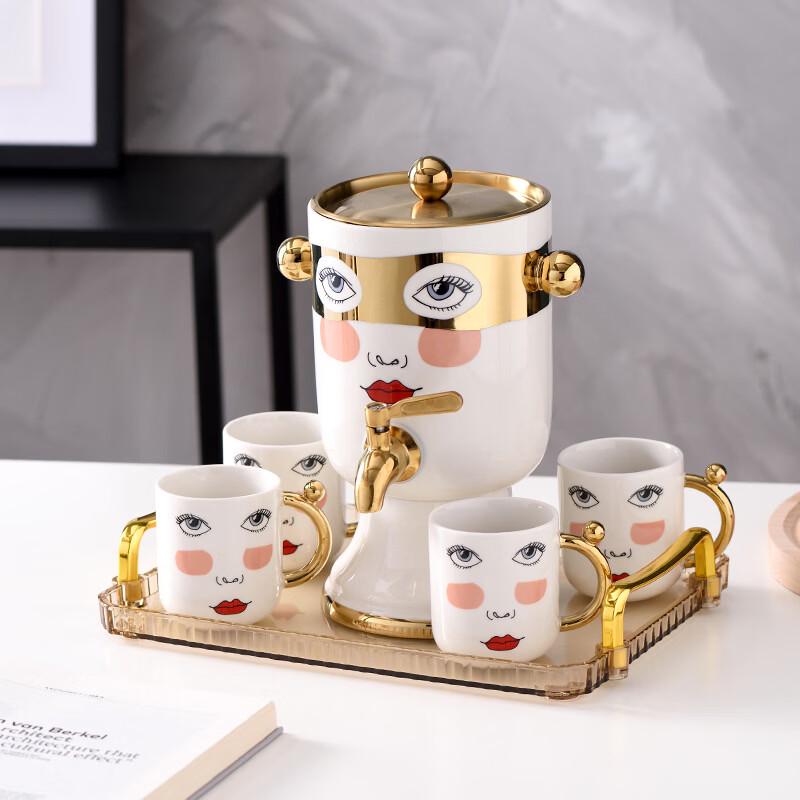 OLOEY Ceramic Light Luxury Water Dispenser Set