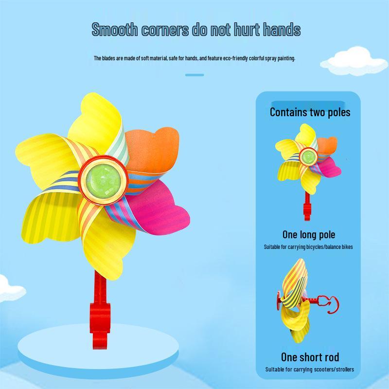 Seven-Color Rotating Pinwheel Pendant for Children's Bike or Stroller