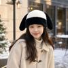 Coldproof Rabbit Ears Beanies Solid Color Ear Protection Hat Funny Plush Pullover Cap  Women