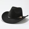 Vintage woolen western cowboy hat belt decoration autumn and winter hat women's high-end French top hat British style