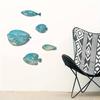 5 Pcs Wood Fish Nautical Wall Decor Rustic Blue Fish Wooden Wall Art Coastal Beach Hanging Sculpture for Home Lake House Bathroom Decor