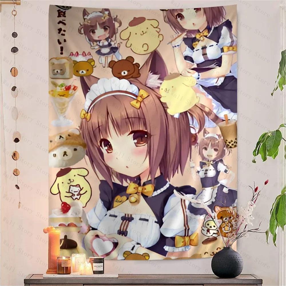 Anime NNekopara Movie Wall Tapestry Hippie Flower Wall Carpets Dorm Decor Wall Art Decor Living Room Tapestry Bedroom Tapestry