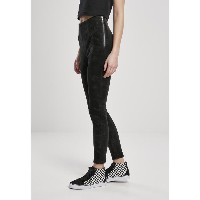 Pantalon Femme - Urban Classics - Washed Faux Leather - Noir