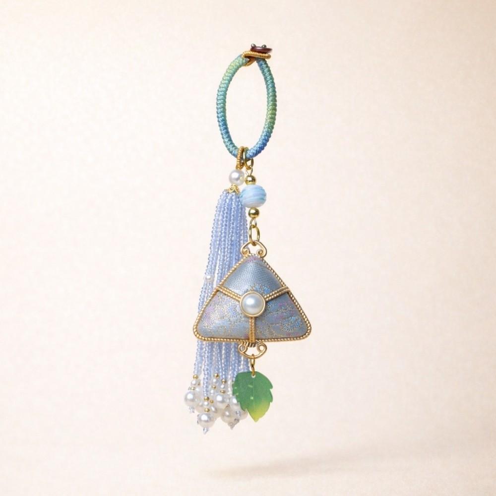 Chinese Style Dragon Boat Festival Pendant with Tassel Traditional Zongzi Doll Pendant Triangular Backpack Pendant