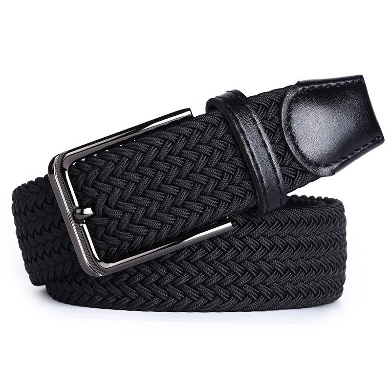 Trendy Youth Elastic Woven Canvas Belt with Pin Buckle for Golf & Military Training