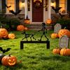 Skeletthund Trädgårdsspett Svart Skelett Gående Hund Metalldekoration Rolig Halloween-Gård