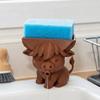 3D Printed Cow Shape Sponge Holder Cartoon Funny Sponge Drying Holder Plastic with Drainage Holes Soap Rack Bathroom Organizer