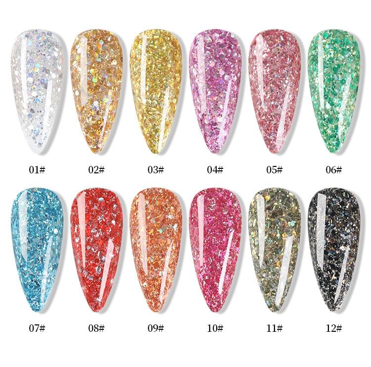 1 Box Solid Glitter Nail Gel Polish UV Gel Nagellack Nail Art Dekoration Nagelzubehör
