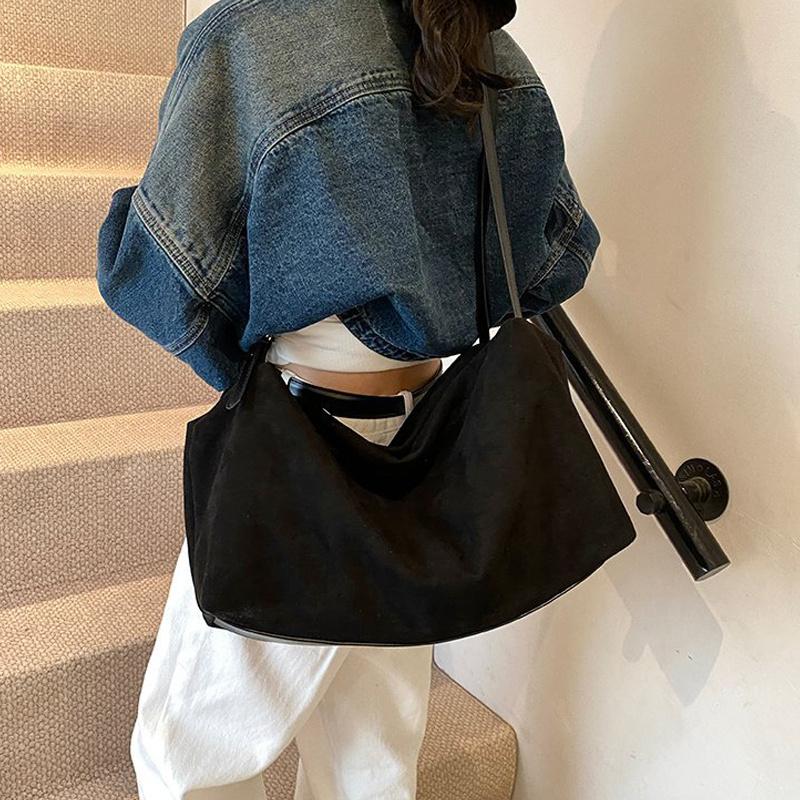 Yogodlns Autumn Winter Big Boston Luxury Designer Tote Soft Matte Suede Leather Women Handbag Female Shoulder Crossbody Bag