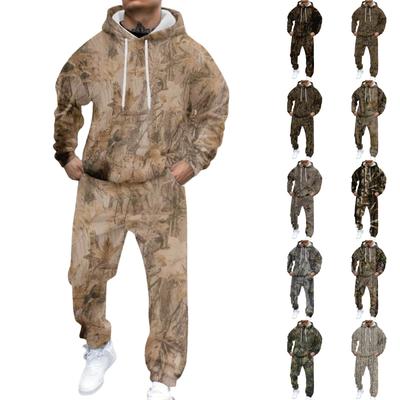 Sweat-shirt à capuche à manches longues imprimé personnalisé et décontracté pour homme, ensemble deux pièces sweat-shirt de sport et pantalon de survêtement pour homme