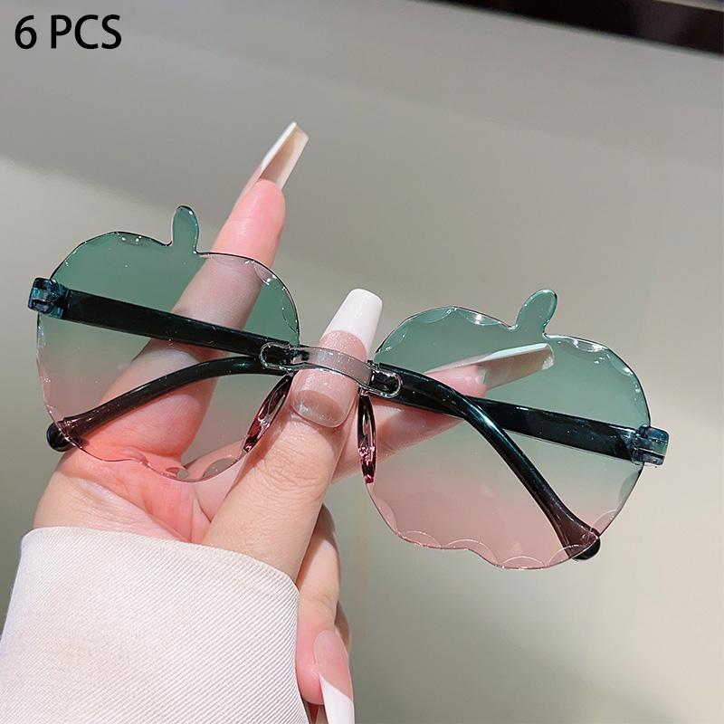 1/6 Pcs Rimless Cute Kids Sunglasses  New Fruit Shaped Decor Shades for Children Ins Trendy Gradient Multi-color Sun Glasses