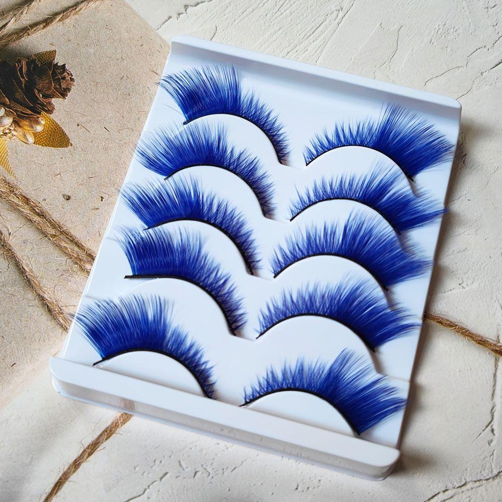 5Pairs Cosplay Party Fox Cat Eye Eyelashes Dramatic Look Eyelash Extension Colored Lashes