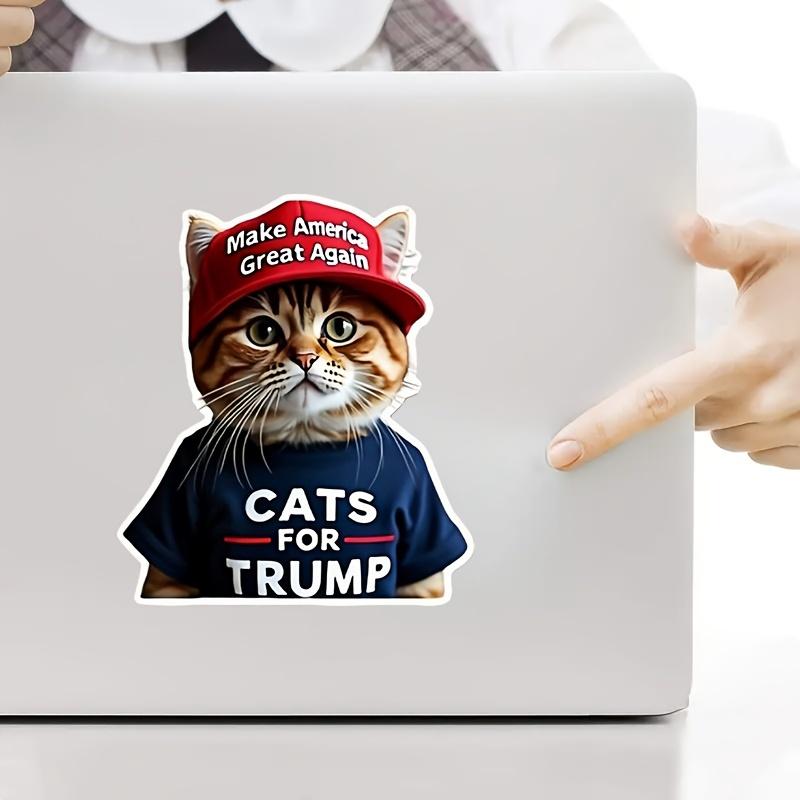 1pc Cartoon Cat for Trump Car Stickers Waterproof for Window Trunk Laptop Vinyl Decals Scratches Cover Funny Auto Decoration