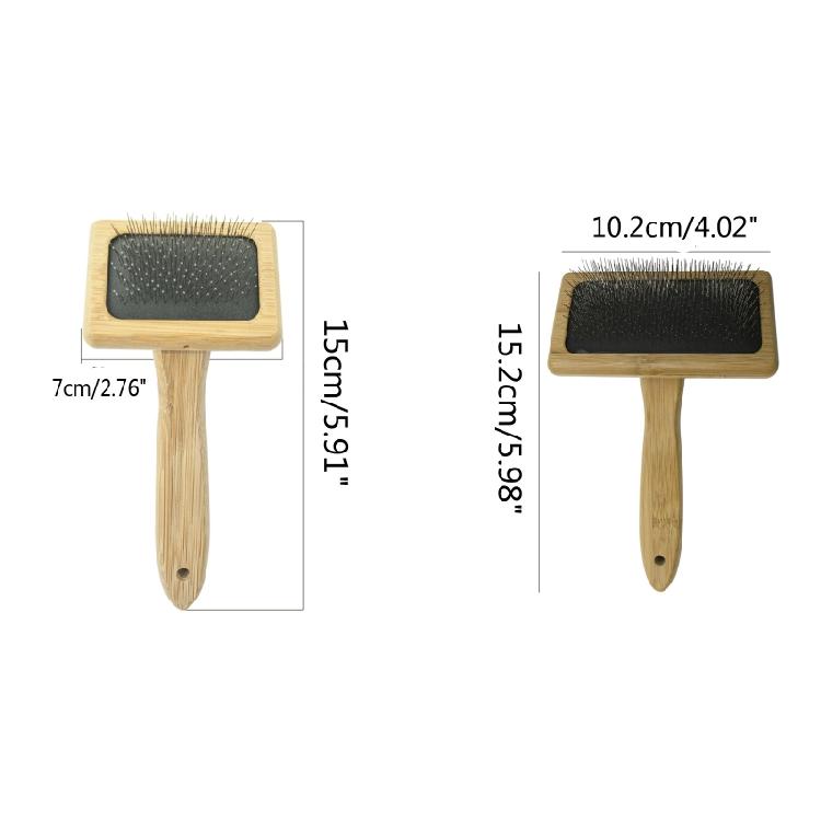 Cats Brush Bamboo Wood Handle Dog Grooming Comb Gently Removes Loose Hair Tan