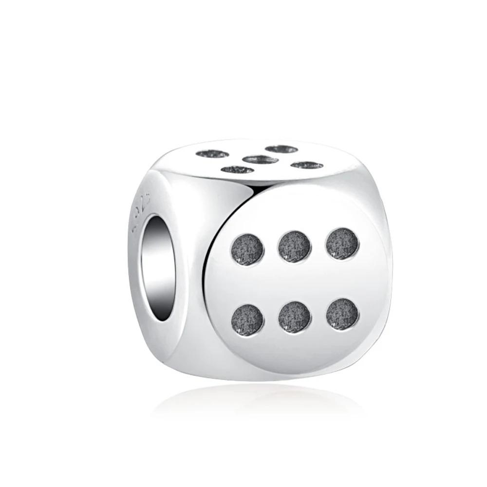 New Money Charms Poker Dice Beads Dangle 925 Silver Pendant for Women DIY Bracelet Accessories Lukey Day Gift