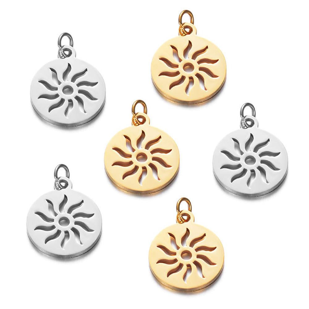 10Pcs/Lot Stainless Steel Sun Charm Wholesale DIY Jewelry Making Charm Jewellery Making Charms Tarnished Steel Pendant