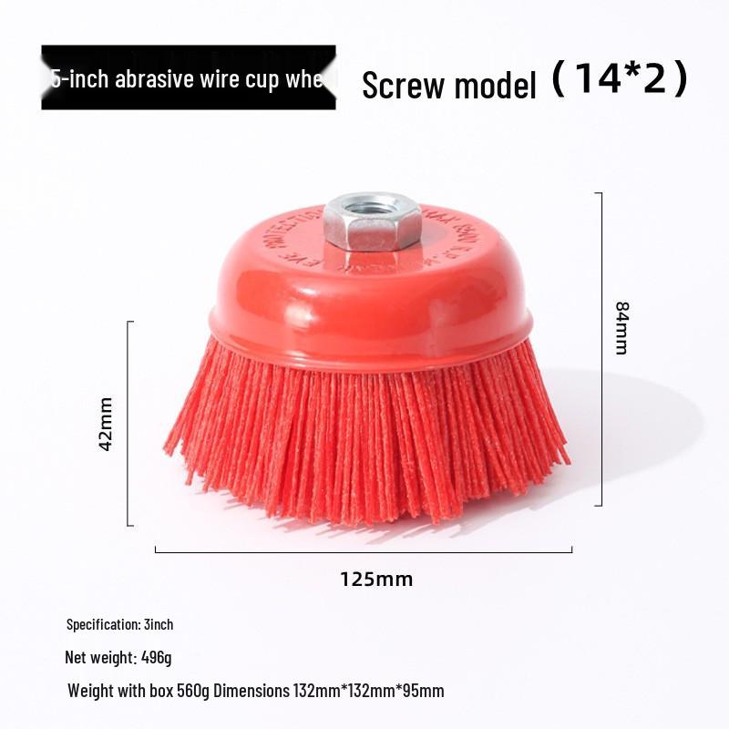 Bowl-shaped M14 Nylon Abrasive Wire Brush with 5/8-11 Nut - DuPont Grinding Wheel.