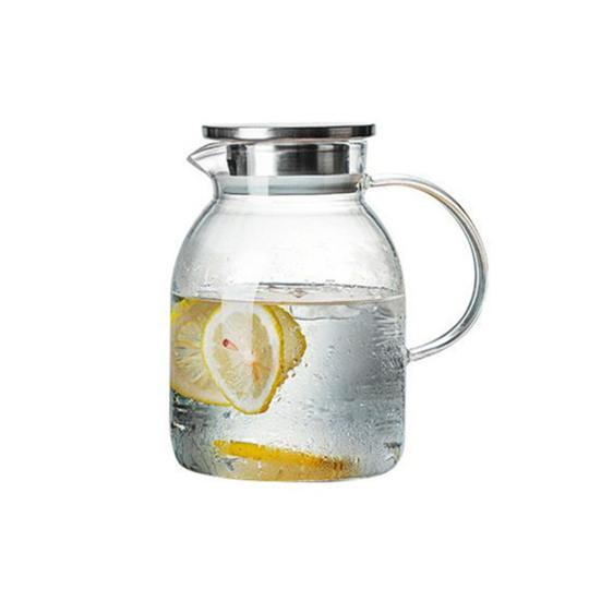 Carafă de sticlă cu capac din oțel inoxidabil Rezistentă la căldură Fierbător rece Capacitate mare Carafă de apă pentru băuturi calde și reci Fără BPA Carafă pentru ceai cu gheață