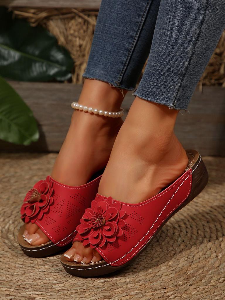 Fashion Claquettes Femmes Large Size Women's Shoes 2025 New Spring/summer New Flower Open Toe Slippers Sandals Sommer Outfits Damen