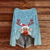 Women's Fashion Christmas Print Lightweight Sweater Casual Long-Sleeve Knit Pullover Top