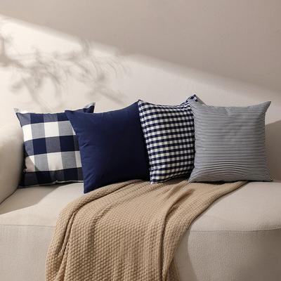 Polyester-cotton Canvas Large and Small Plaid Korean Style Striped Plain Pillow Cover Cushion Cover Without Core