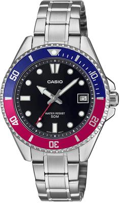 CASIO Standard Analog Watch MDV-10D-1A3V Boys Women's Girls Blue X Red Bezel Metal Band Overseas Model [Parallel Import]