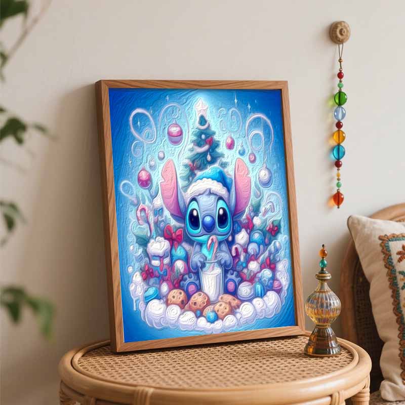 Disney Christmas Stitch Oil Painting Kit Home Bedroom Wall Decor Handmade Gift Holiday Art DIY Canvas Painting Set Room Decor Craft