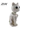 Haunted House Supplies Skeleton Animal Statue, Spooky Deer Cat Duck Figurine, Resin Yard Display Ornament for Halloween Table Centerpiece, Front Porch