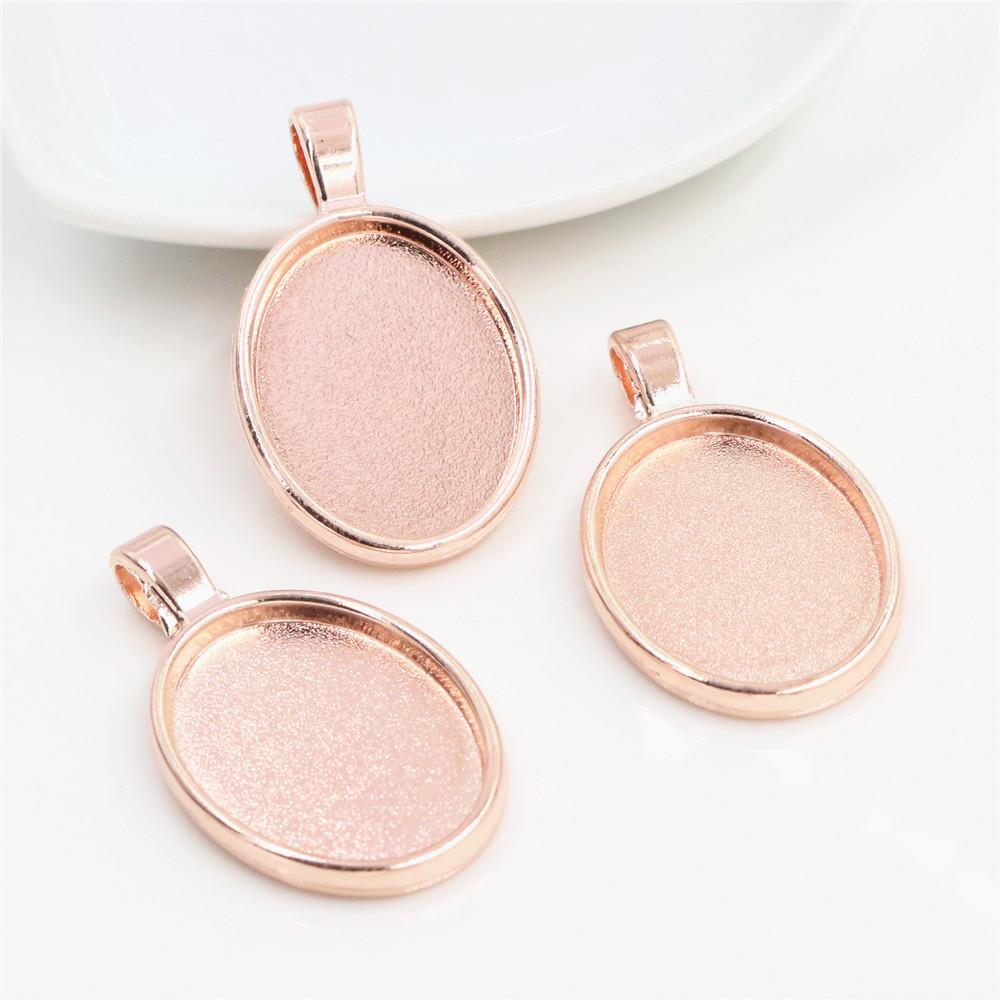 10pcs 18x25mm Inner Size 5 Colors Plating Classic Style Cameo Cabochon Base Setting Charms Pendant Necklace Findings
