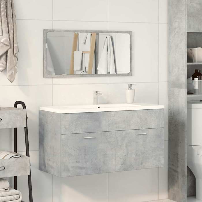 VidaXL Bathroom Cabinet with Mirror Concrete Grey Engineered Wood, Bathroom Cabinet, Bathroom Furniture, Furniture 856380
