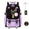 Personality Trend Cartoon Printing Double Shoulder College Style Student Leisure Schoolbag Multi-function Large Capacity