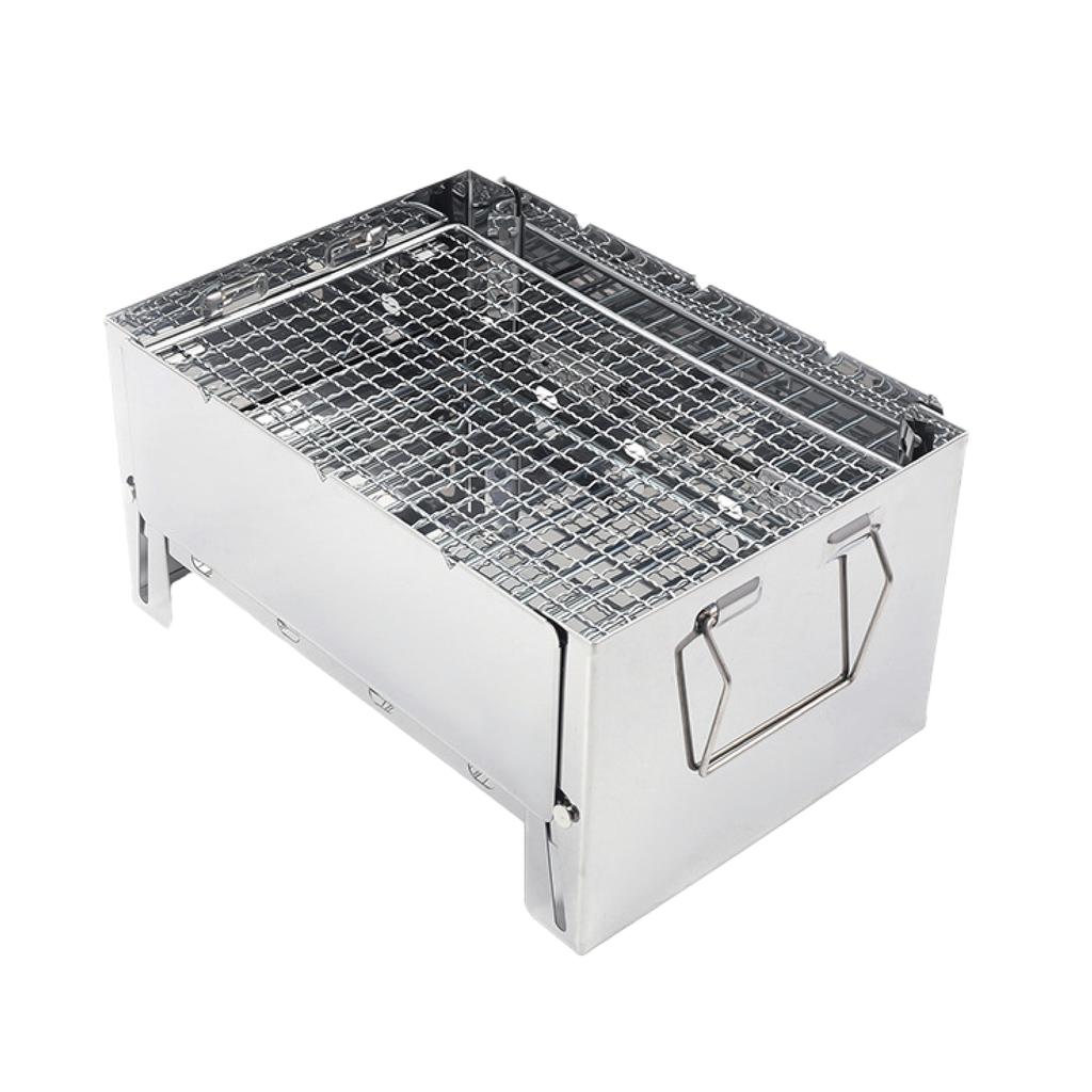 RODGERS Folding Barbecue Grill Silver 30 x 21 x 15cm Grill Barbecue Grill Fire Pit Charcoal Grill Yakitori Outdoor Grill Lightweight Easy to Use