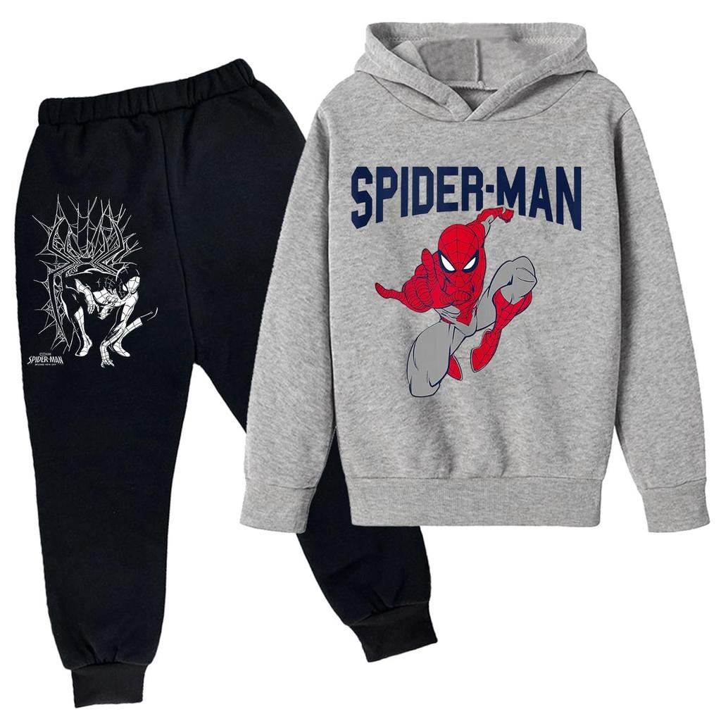 Kids Printed Hoodie and Sweatpants Set Long Sleeve Loose Fit Pullover Outfit for Boys and Girls