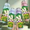 1PC Green Rabbit Gate Graffiti Print 750ml Color Plastic Sports Water Bottle Leakproof Flip Straw Lid Suitable for Sports Office Home Use