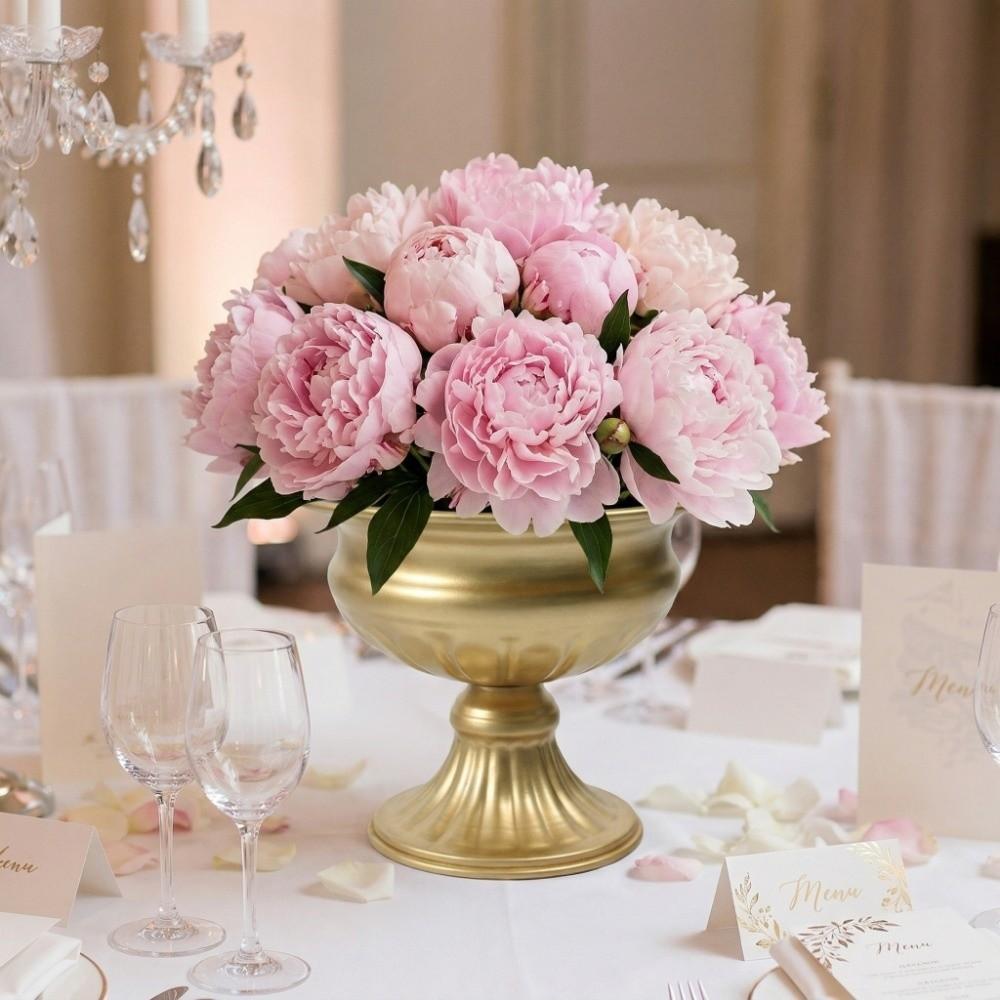 European Retro Flower Vase Metal Elegant Urn-shaped Vase High-footed Luxury Flower Pots Hotel