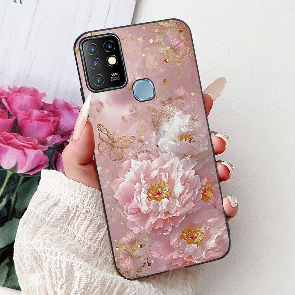 For Infinix Hot 10 Case Silicone Cute Cat Fashion Flowers Luxury Painted Back Cover For Inifnix Hot 10 Phone Case X682B X682C