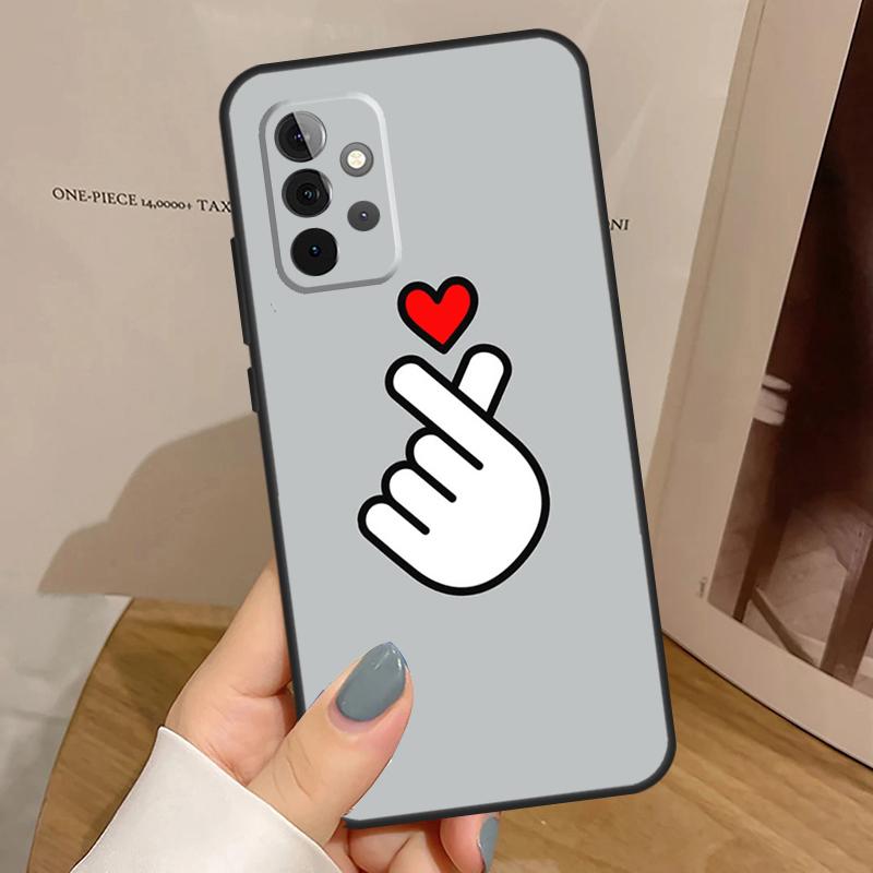 Kpop Finger Heart Case For Samsung Galaxy A15 A16 A17 A26 A36 A56 A55 A35 A52 A32 A12 A53 A33 A13 A14 A34 A54