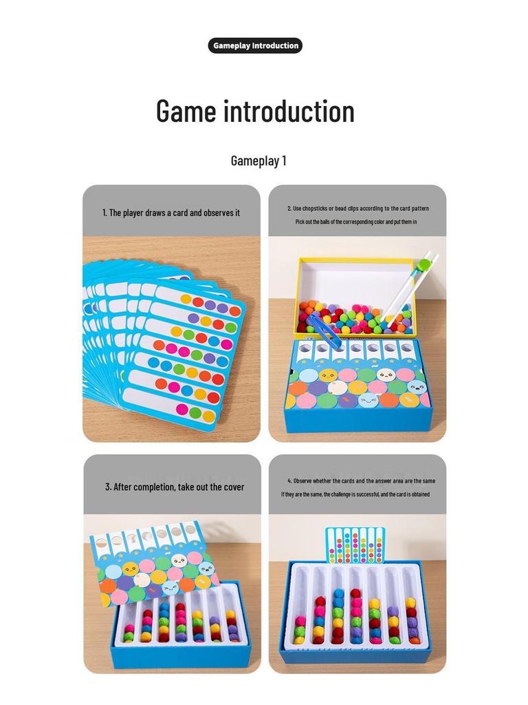 Pom-Pom Beads Color Game: Early Education & Fine Motor Skills Toy for Children