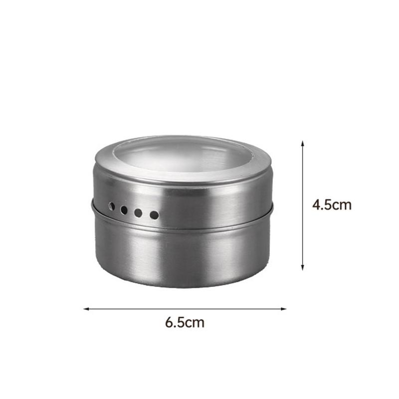 

Magnetic Fridge Organiser Round Tin Box With Magnet Kitchen Spice Storage Box Home Office Organisers With Transparent Cover серебряный