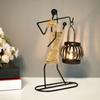 Metal Candle Holder Handmade Human Shape Candle Holder Iron Art Figure Tea