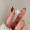 Finger Ring Natural Imitation Pearls Opening Adjustable Finger Band Silver Plated Women Ring Commuting Dating Jewelry Gift